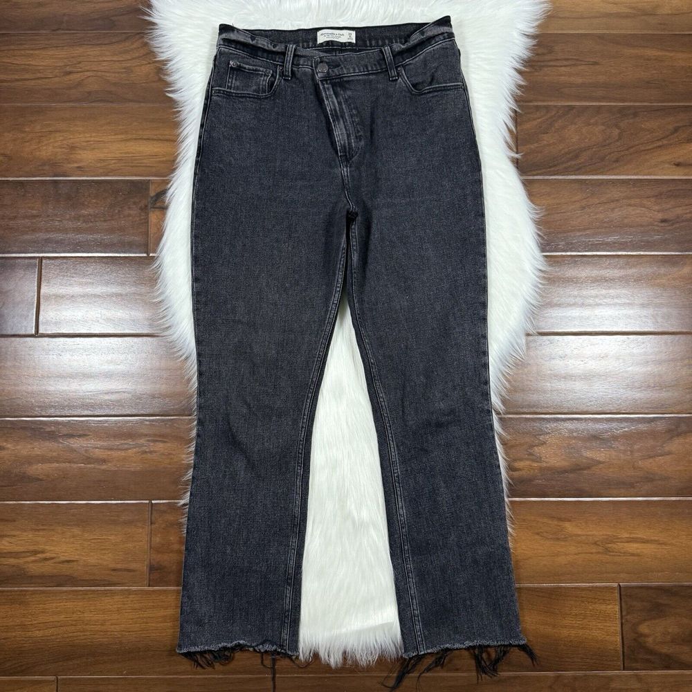 Abercrombie & Fitch Women's Straight Leg Jeans in Washed Black